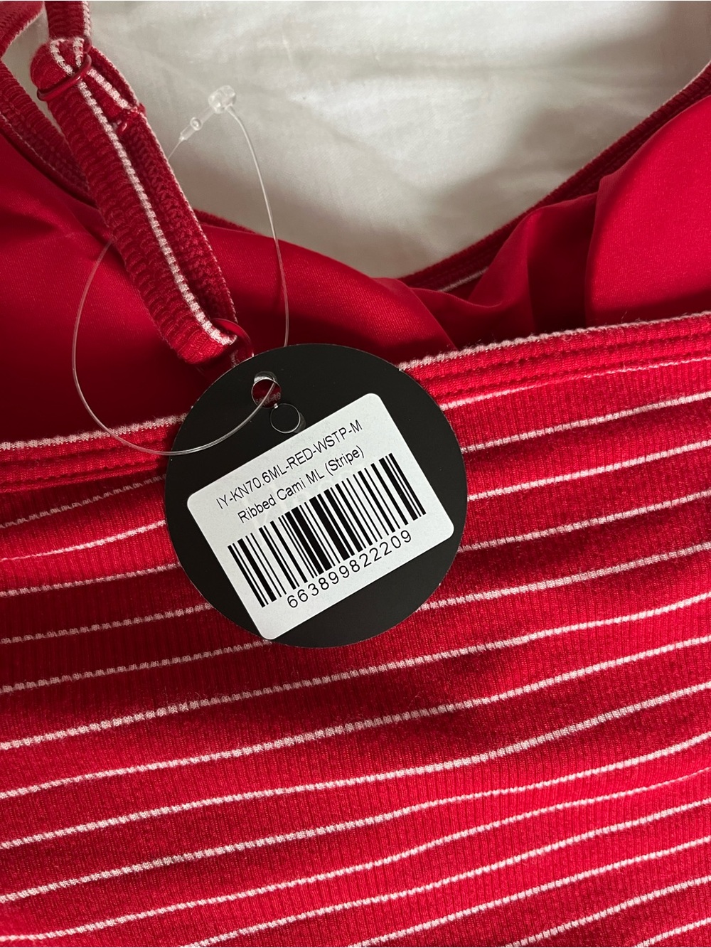 Klassy Ribbed Brami Tank - Red & White Stripes - Picture 4 of 9